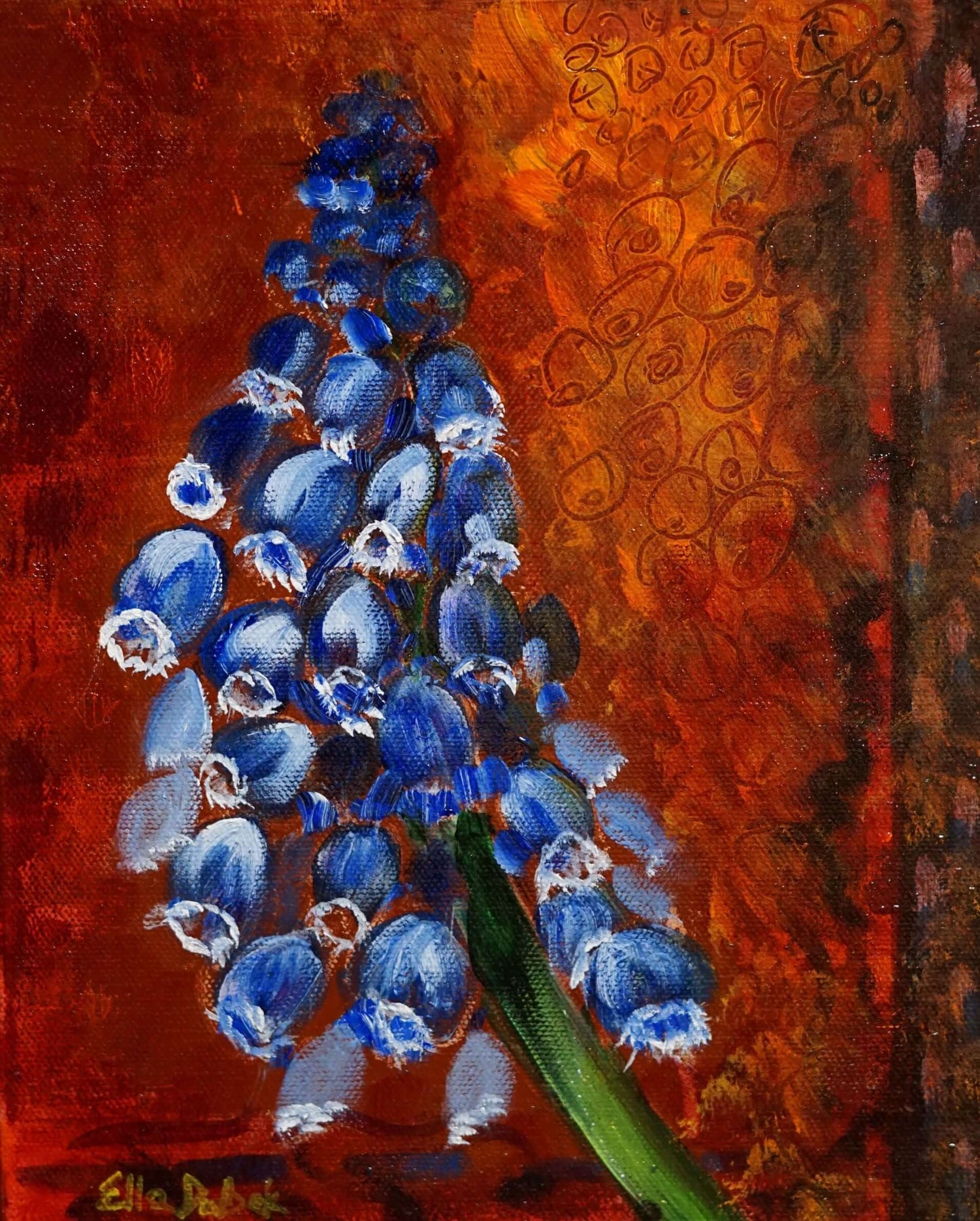 Blue Bell Original Painting – Abstract Oil Artwork by Ella Dabek