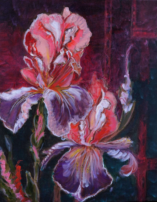 Irises Original Painting – Abstract Oil Artwork by Ella Dabek