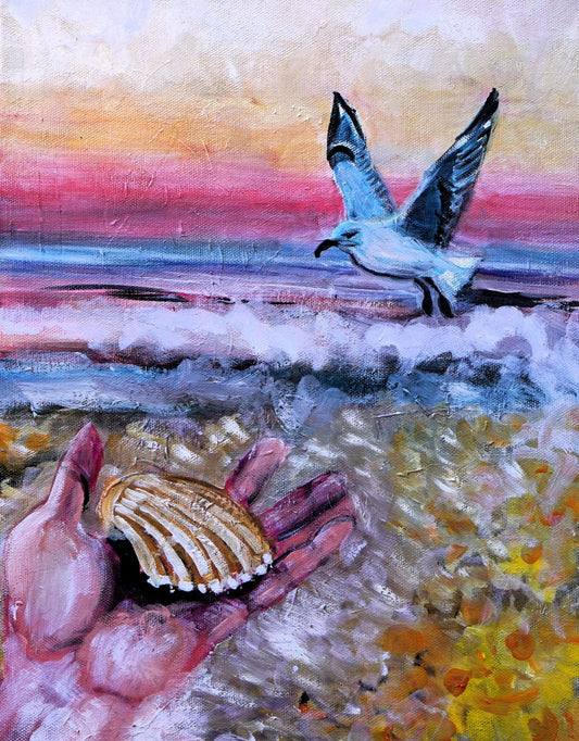 Shelling Original Painting – Contemporary Abstract Artwork by Ella Dabek